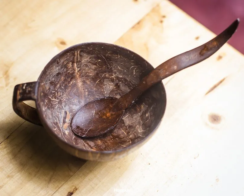 Cangkir Batok Bergagang + Sendok