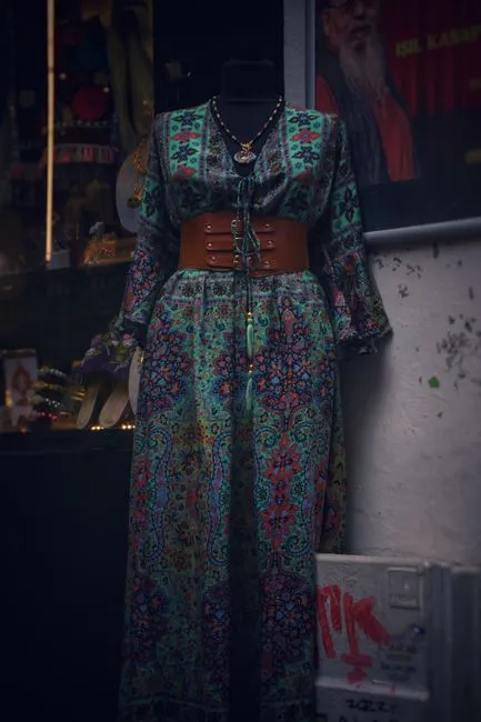 Gamis Motif Bunga + Ikat Pinggang