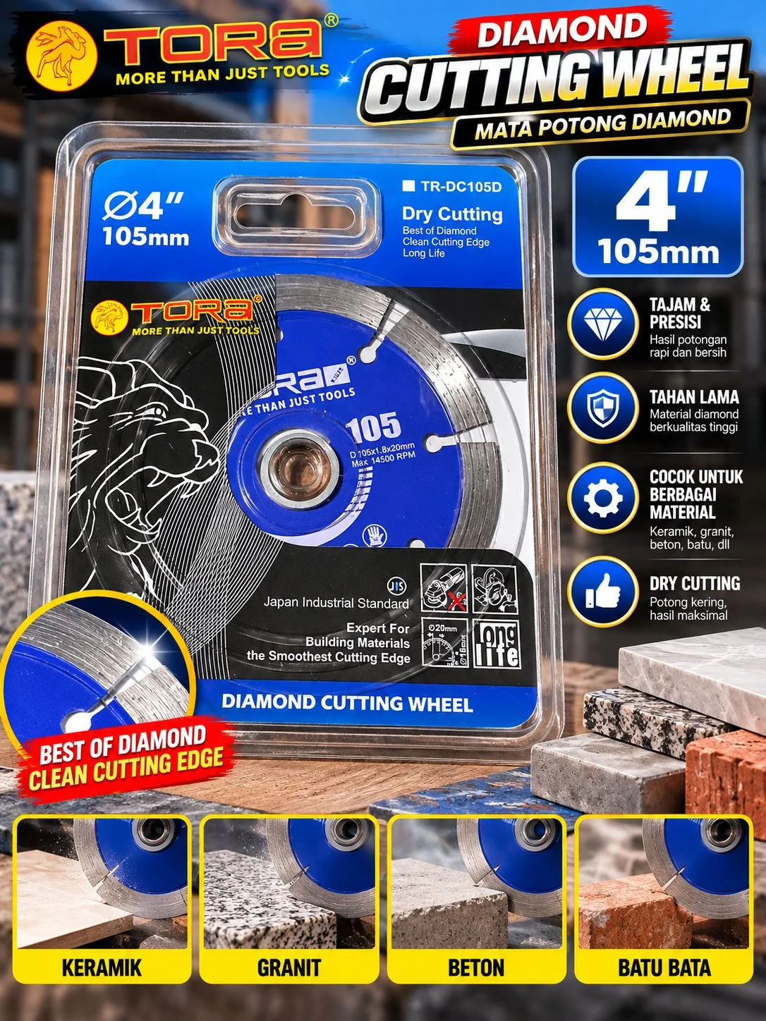 Diamond dry cutting wheel 4"