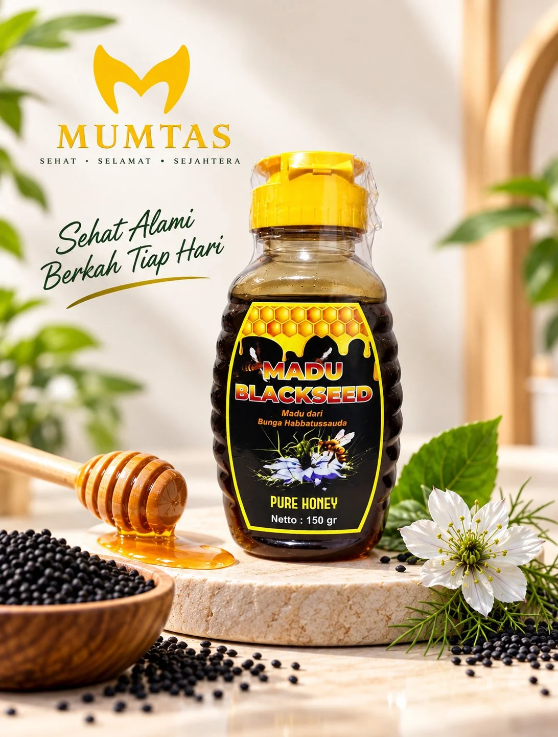 MADU BLACKSEED / MADU HABBATUSSAUDA - PURE HONEYApa itu Madu Blackseed? Madu BLACKSEED merupakan madu yang dihasilkan dari lebah yang dipelihara di pe