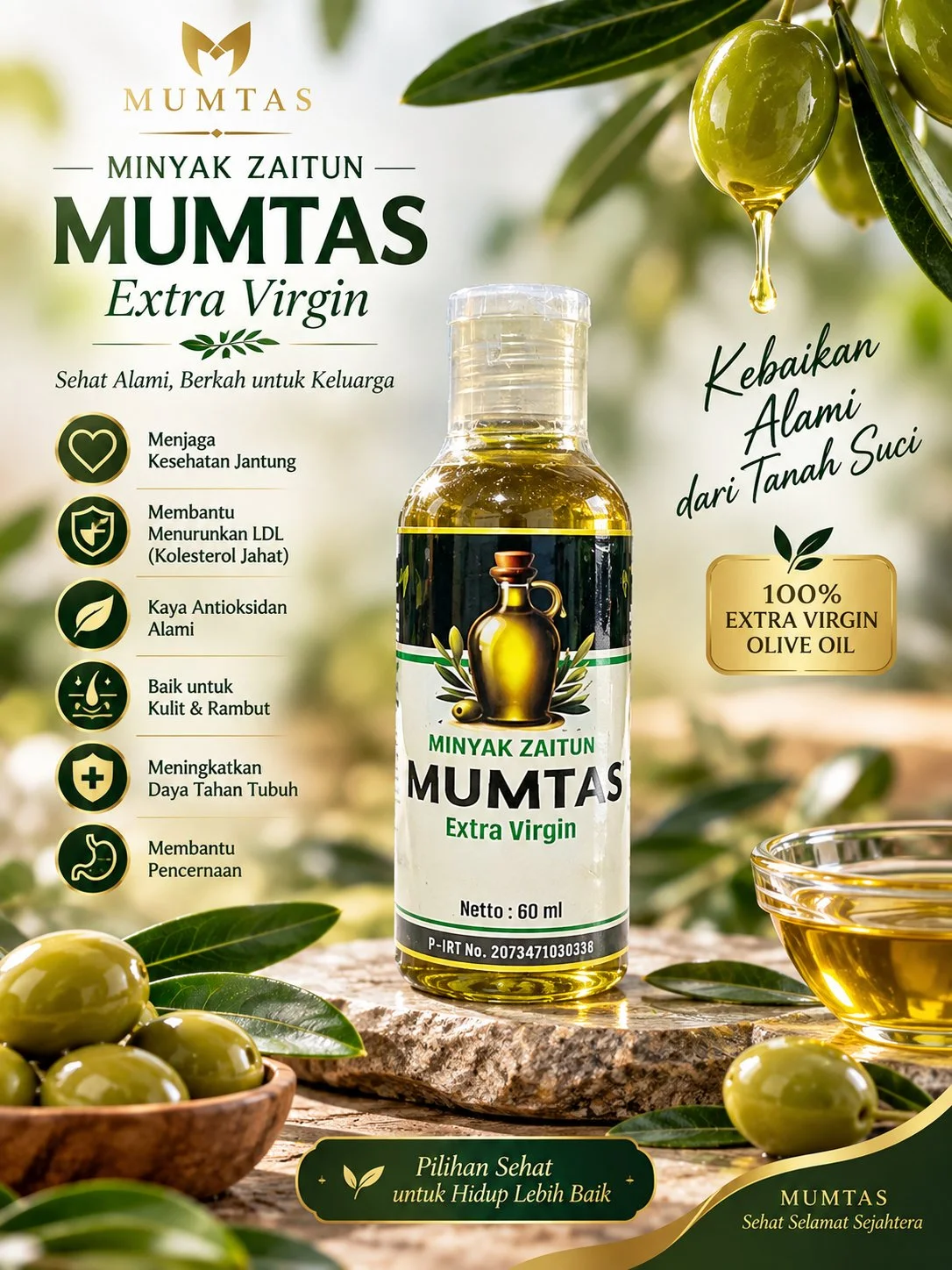 MINYAK ZAITUN MUMTAS ( Minyak zaitun Extra Virgin Olive Oil )