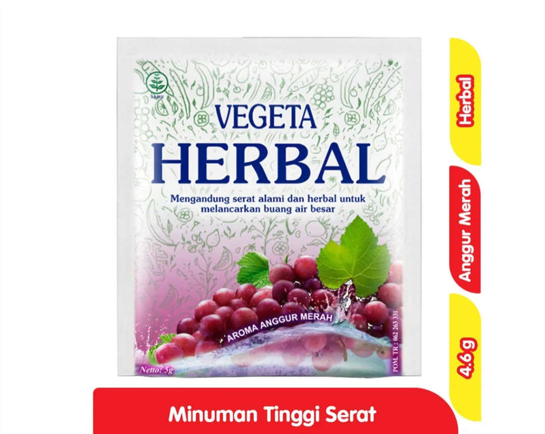 Vegeta Herbal Minuman Sari Serat Alami Aroma Anggur Merah 4,6 g