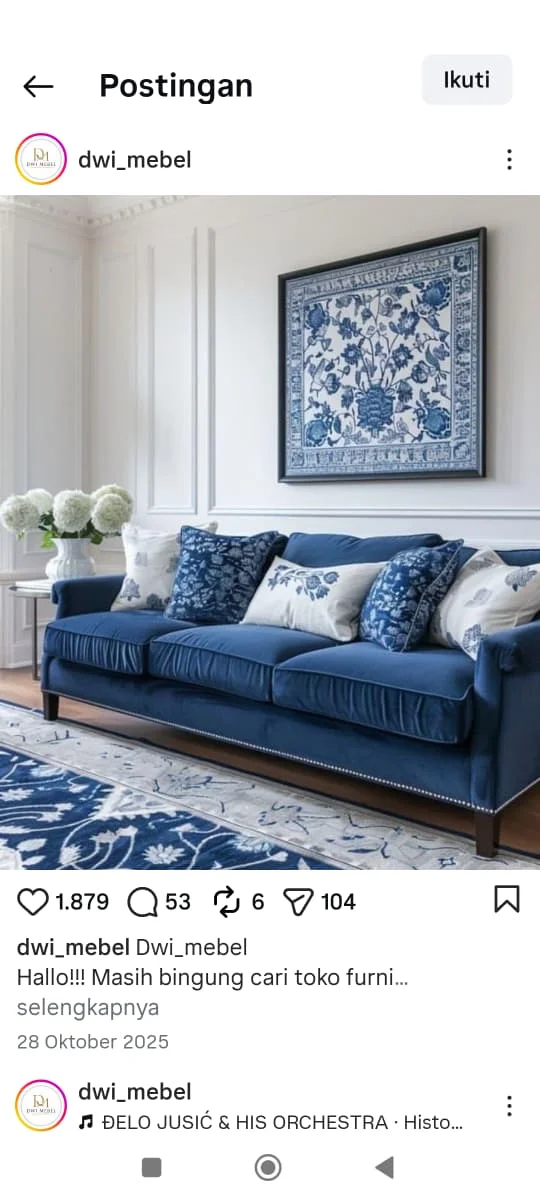 sofa minimalis 3 seater,rangka kayu jati,busa dudukan 15 cn,empuk,nyaman,tahan lama,cover kain suede,warna biru yang menarik,